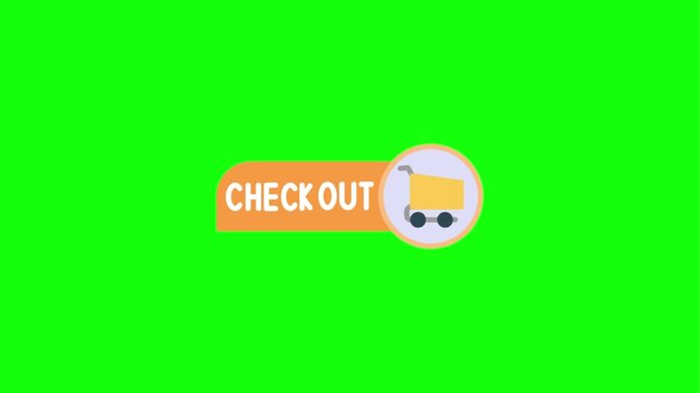 Animated checkout button icons for e-commerce websites isolated on a green screen background