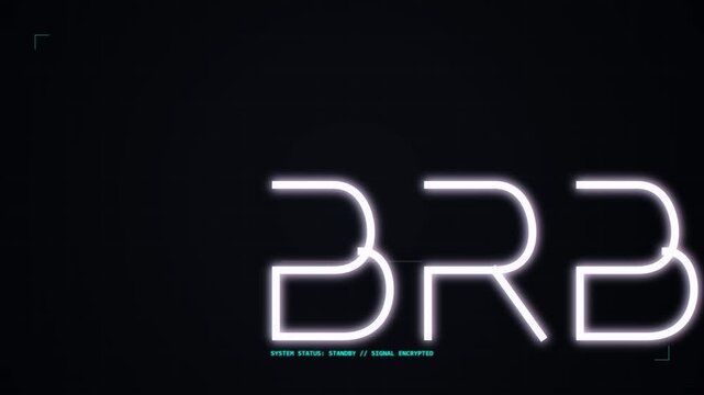 BRB Text Overlay with Futuristic Glitch Digital Interface Motion Graphics