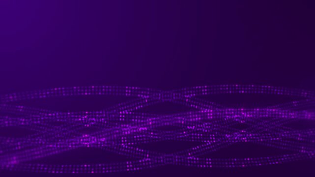 Abstract Purple Wave Dots Flow Technology Background animation 4k.