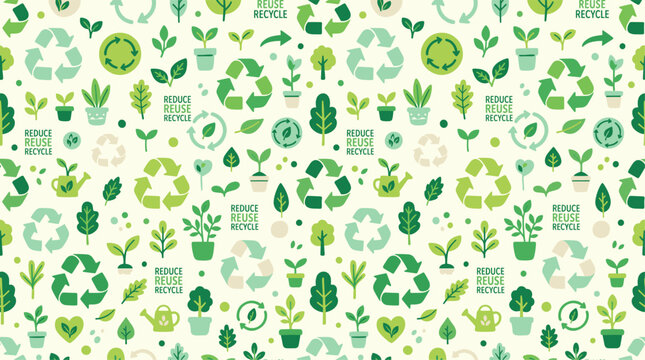 eco recycle seamless pattern green sustainability background design