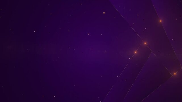 Luxury Purple Geometric Abstract Background with Golden Sparkle animation 4k.