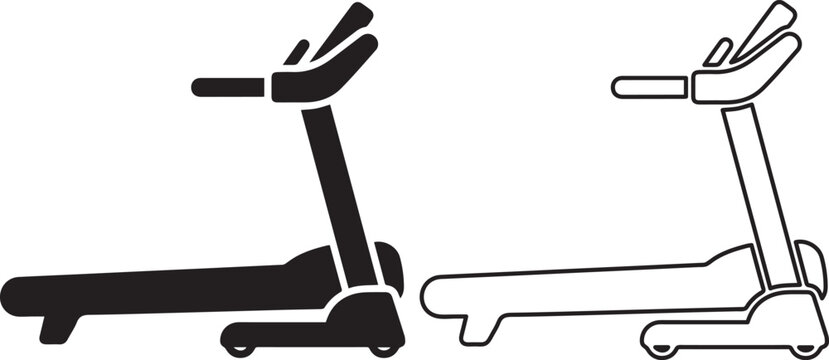 Treadmill fitness running machine silhouette icon vector