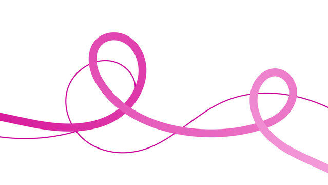 Pink wavy ribbon line swirl design element isolated on transparent background