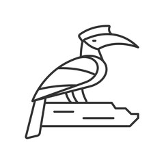 Hornbill linear icon. Singapore national bird. Exotic animal. Omnivorous creature living wild. Thin line customizable illustration. Contour symbol. Vector isolated outline drawing. Editable stroke © IMG visuals icons