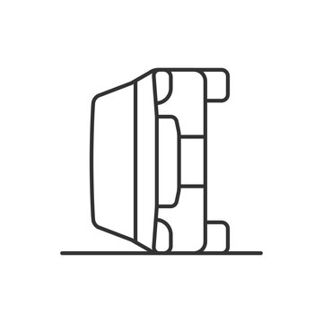 Vehicle rollover linear icon. Car tips over onto side. Striking obstruction in roadway. Thin line customizable illustration. Contour symbol. Vector isolated outline drawing. Editable stroke