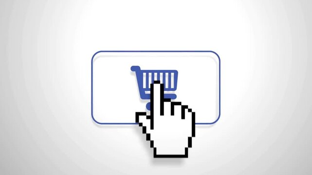 vector hand icon and button of shopping cart