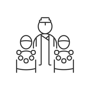 Bratabandha ceremony linear icon. Upanayana festival in Nepal. Beginning of manhood. Sacred rite. Thin line customizable illustration. Contour symbol. Vector isolated outline drawing. Editable stroke