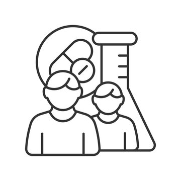 Multi-arm multi-stage trials linear icon. MAMS clinical study. Drug development process. Thin line customizable illustration. Contour symbol. Vector isolated outline drawing. Editable stroke