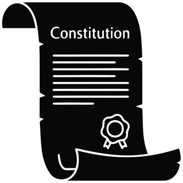 Constitution scroll vector silhouette illustration line art on black background.