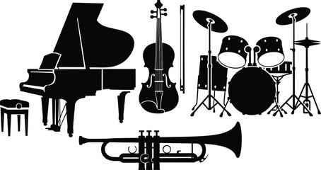 Black Musical Instruments Silhouette © SARKAR