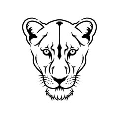 black and white illustration of a lioness head © Sisik Tajam