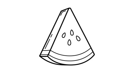 Fototapeta premium Black and white illustration of a watermelon slice with seeds isolated