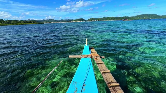 Tropical seascape from boat in Jellyfish Sanctuary Philippines