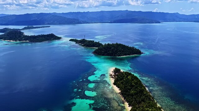 Drone panorama of stunning bays near Port Barton Philippines