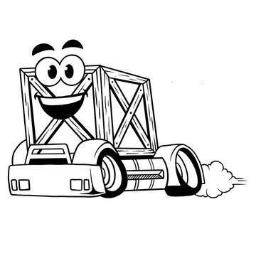 illustration of cute box car mascot