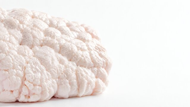 Raw Halal Beef Suet Kidney Fat Architecture Raking Light Macro White Background Studio Photography
