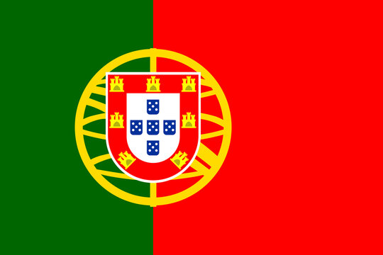 A simplified vector flag of Portugal in the correct proportions of 2 to 3