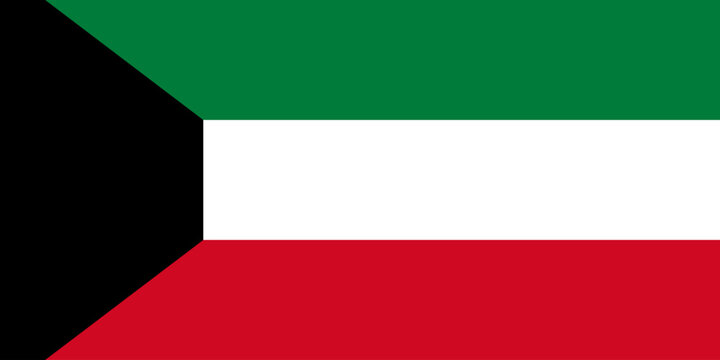 Kuwaiti flag. Vector image of the Kuwait flag in the correct proportions of 1 to 2