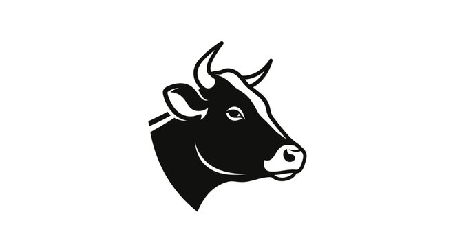 Black and white cow head logo.