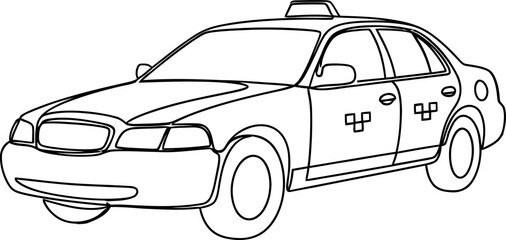 Obraz premium Simple Line Art Illustration of a Classic Taxi Cab Car