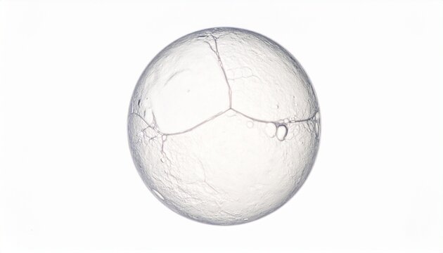 A translucent cellular sphere with textured surface, magnified under light, symbolizing biological origin, complexity, and the mysterious beauty of life&rsquo;s earliest developmental stages.