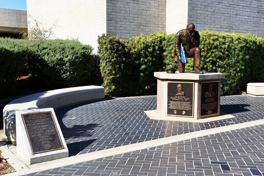 Downey, California &ndash; October 28, 2025: Memorial honoring those who lost their lives in the line of duty outside Downey Police Department at Civic Center