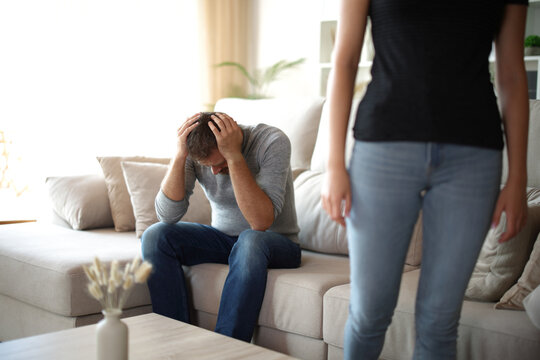 Woman leaving her partner alone at home