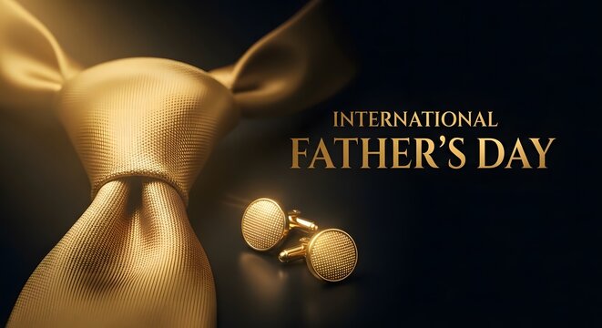Happy international father's day gold tie and cufflinks gift