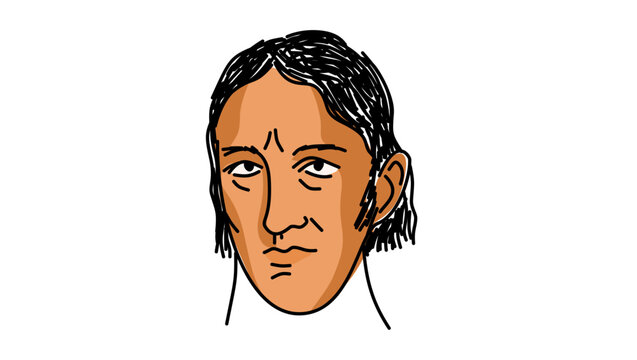  Davy Crockett portrait, color vector illustration