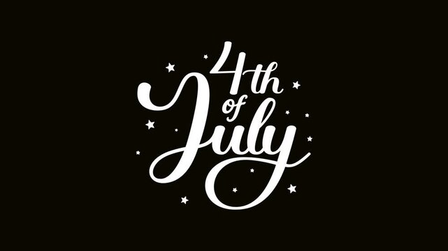 Festive 4th of july text design with stars suitable for independence day celebrations, event flyers, social media posts, or patriotic designs.