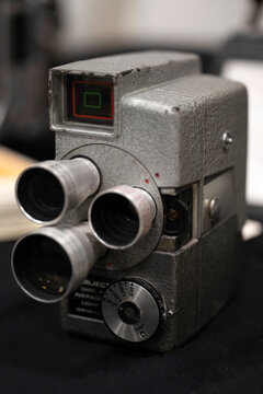 Karachi, Pakistan - September 25, 2025: close-up view of a vintage camera. reflects the early history of photography and traditional camera engineering.