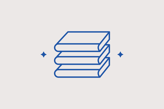 Stack of hardcover books line icon for academic literature and library collections. Classic vector illustration for book club logos and educational publishing sites.