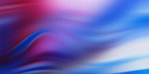 Fototapeta premium Dynamic blue and magenta wavy gradient background featuring grainy noise texture and fluid abstract motion for digital design.