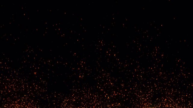 Floating fire flame sparks particles on transparent background video, looping alpha channel