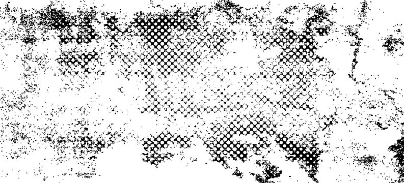 Glitch distorted geometric shape . Noise destroyed logo . Trendy defect error shapes . Glitched frame .Grunge textured . Distressed effect .Vector shapes with a halftone dots screen print texture.