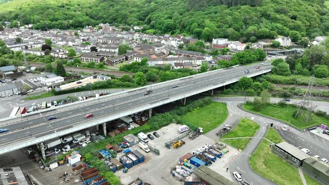 Editorial Briton Ferry, UK - May 10, 2026: The Briton Ferry Bridge, the A48, a major high-level crossing over the River Neath in South Wales.