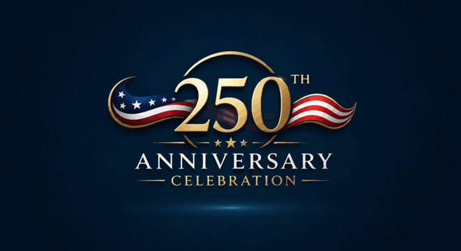 250th anniversary celebration with american flag accents