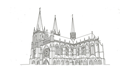 Fototapeta premium Detailed Hand Drawn Architectural Sketch of a Gothic Cathedral.