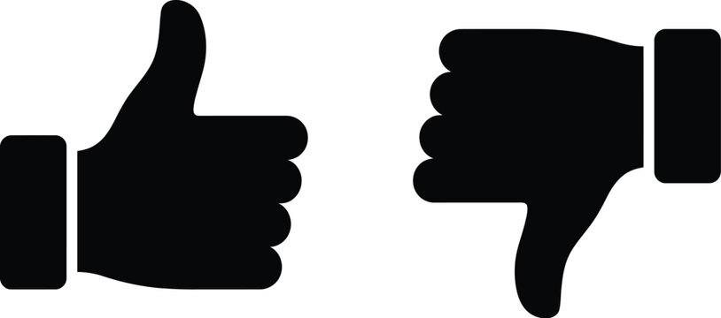 Thumbs icons represent a social media feedback mechanism with both positive and negative sentiment choices for users.