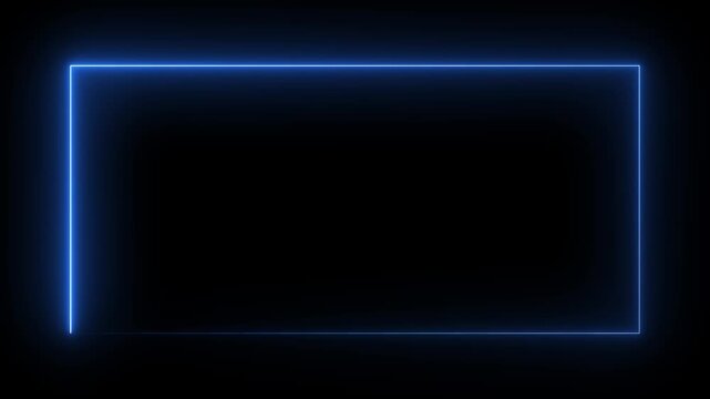 Animation of glowing neon rectangles abstract background. abstract glowing blue neon rectangle border frame 4k animation on black background