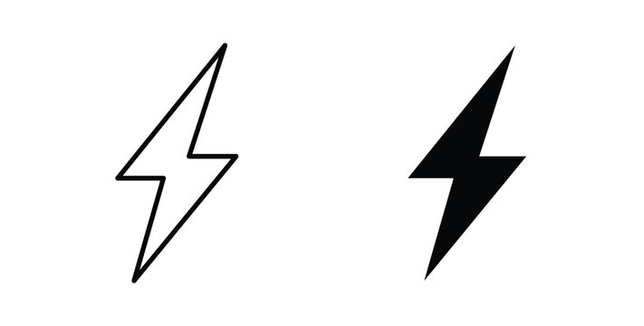 Thunder bolt icon illustrations on white, Best for Design Projects