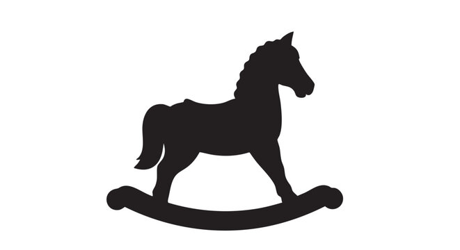 Rocking Horse Silhouette on White Background for Childhood Concept Vector