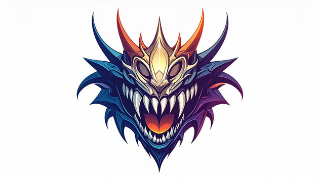 Fierce Fantasy Dragon Head Illustration.