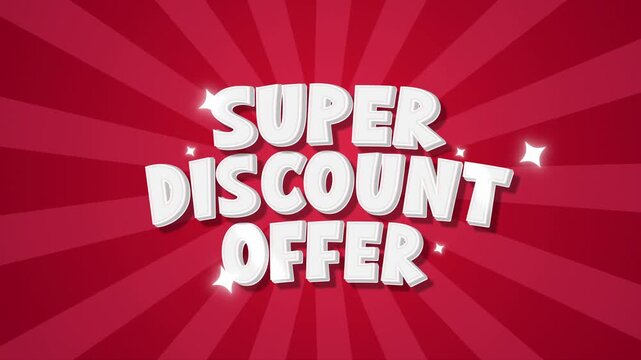 Super Discount Offer Banner with Red Burst Background animation 4k.