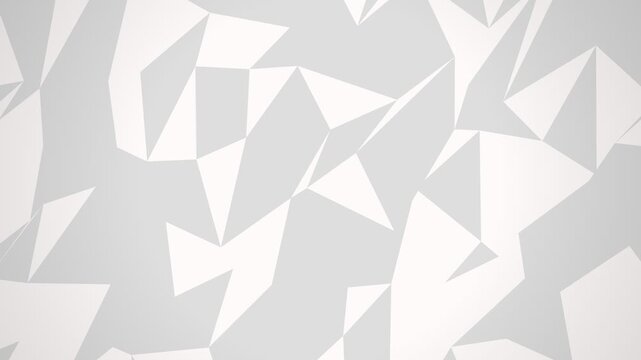 Minimalist White Low Poly Faceted Surface Shifting Slowly Seamless Loop Smooth Geometric Motion Background for Corporate Presentations