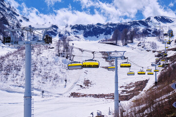 Skazka (Fairy tale) chairlift on the Strela Mountain Park. Roza Khutor ski resort. Sochi. © Serg Zastavkin