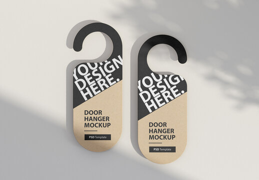 Door Hanger Mockup from Kraft paper, two sides