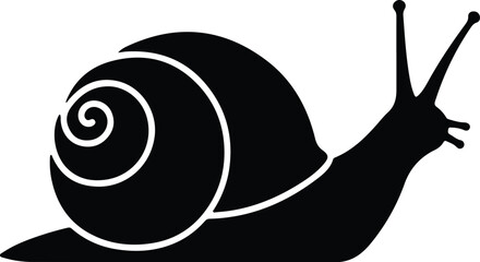 Silhouette design of a crawling garden snail icon on white vector © AbuSadat