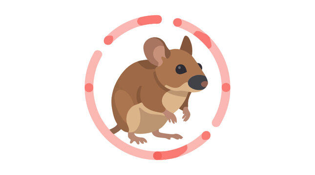 Cute cartoon mouse character illustration inside a circle frame. EPS Editable. Vector Illustrations.