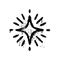 Black Graffiti Sparkle Star Icon With Grungy Spray Paint Drip Splatter © HENI